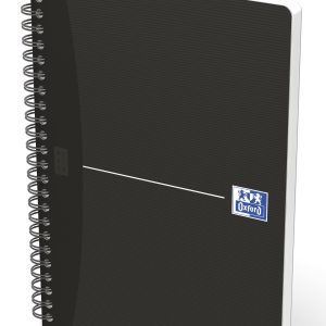 Caiet cu spirala, OXFORD Office Essentials, A5, 90 file-90g/mp, Scribzee, 4 perf, coperta carton-mat