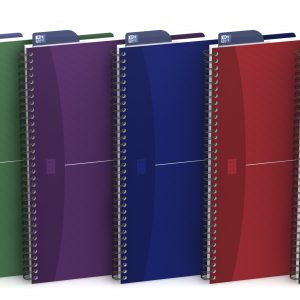Caiet cu spirala, OXFORD Office Essentials, A4, 90 file-90g/mp, Scribzee, 4 perf, coperta carton-dic