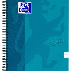 Caiet cu spirala, OXFORD School Touch, A4, 70 file-90g/mp, 4 perf, coperta carton turcoaz - mate
