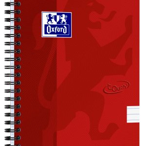 Caiet cu spirala, OXFORD School Touch, A5, 70 file-90g/mp, 4 perf, coperta carton rosu - dictando