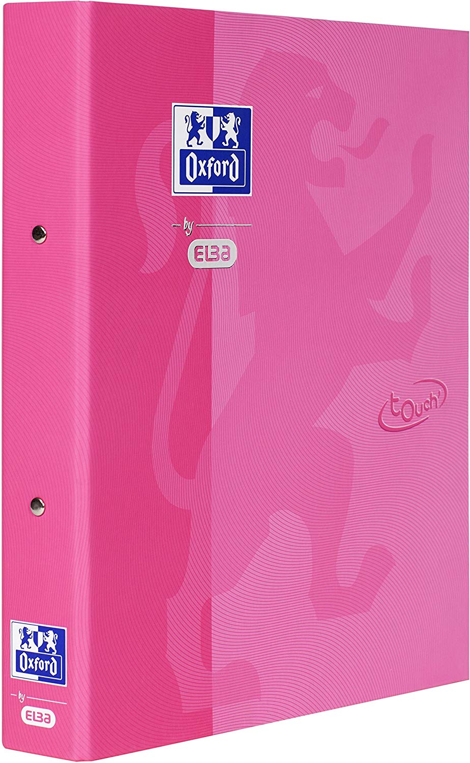 Caiet mecanic cu 2 inele, OXFORD School Touch, A4, carton color soft touch, cotor 45mm - roz
