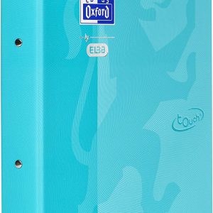Caiet mecanic cu 2 inele, OXFORD School Touch, A4, carton color soft touch, cotor 45mm - aqua