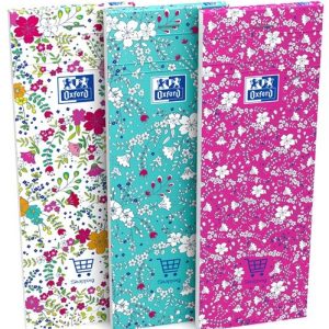 Blocnotes OXFORD Floral Shopping list 7,4 x 21 cm, 160 file, coperti carton - dictando