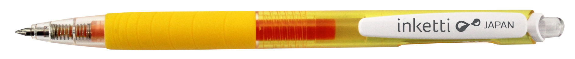 Pix cu gel PENAC Inketti, rubber grip, 0.5mm, corp galben transparent - scriere galbena