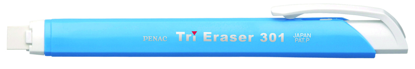 Radiera mecanica PENAC Tri Eraser, triunghiulara, 100% cauciuc - corp albastru pastel