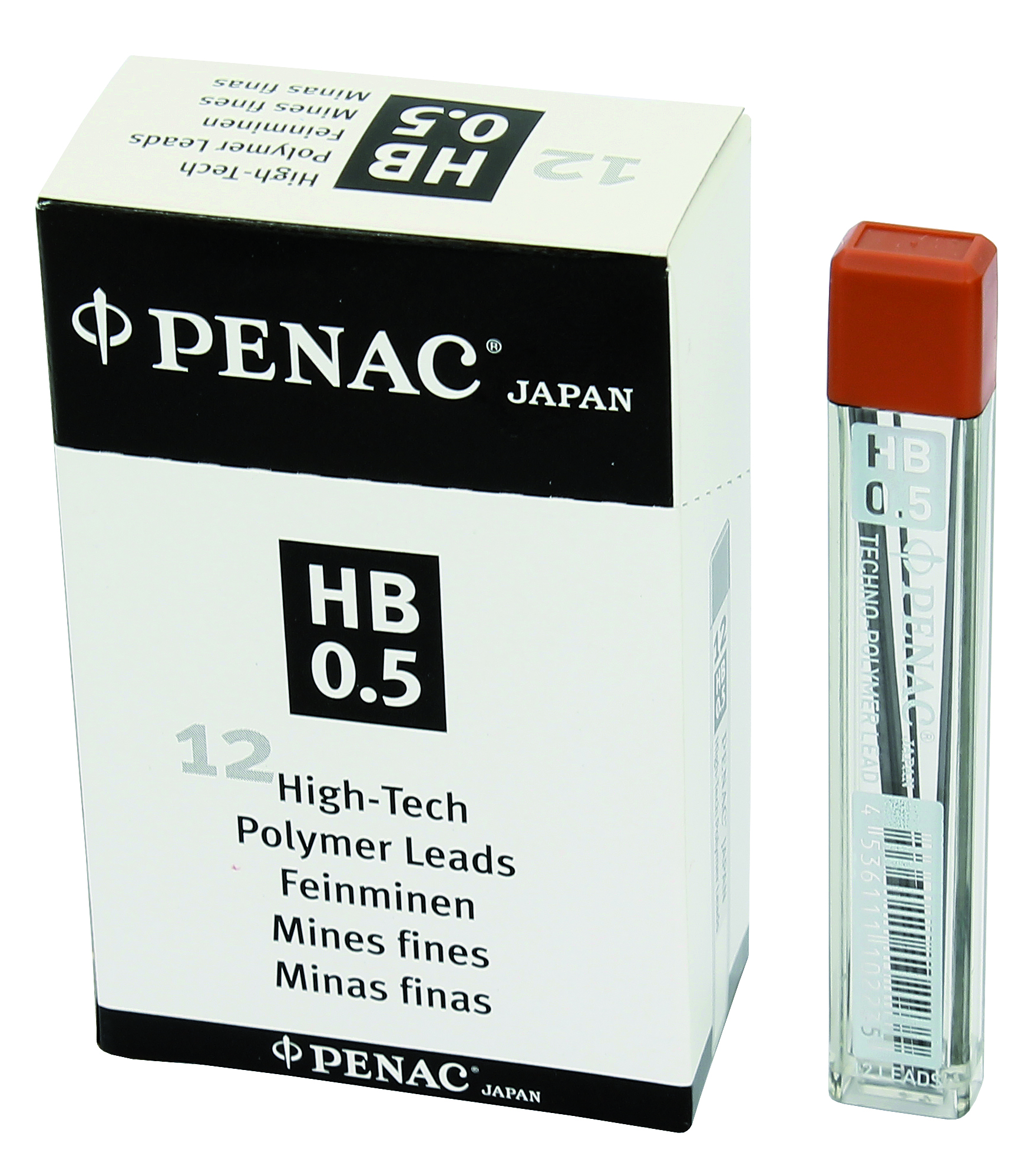 Mine pentru creion mecanic 0,5mm, 12/set, PENAC - HB