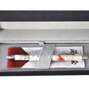 Pix multifunctional de lux PENAC Maki-E (pictura japoneza) - Mount Fuji, corp alb, in cutie cadou