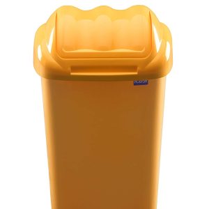 Cos plastic cu capac batant, pentru reciclare selectiva, capacitate 50l, PLAFOR Fala - galben