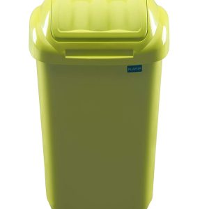 Cos plastic cu capac batant, pentru reciclare selectiva, capacitate 50l, PLAFOR Fala - verde