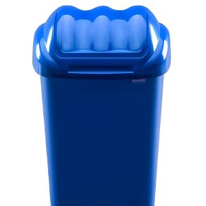 Cos plastic cu capac batant, pentru reciclare selectiva, capacitate 50l, PLAFOR Fala - albastru