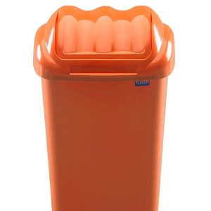 Cos plastic cu capac batant, pentru reciclare selectiva, capacitate 50l, PLAFOR Fala - portocaliu