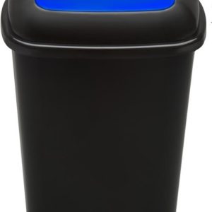 Cos plastic reciclare selectiva, capacitate 28l, PLAFOR Quatro - negru cu capac albastru - hartie
