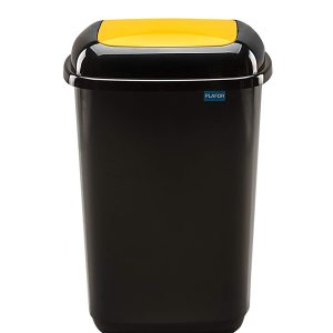 Cos plastic reciclare selectiva, capacitate 45l, PLAFOR Quatro - negru cu capac galben - plastic