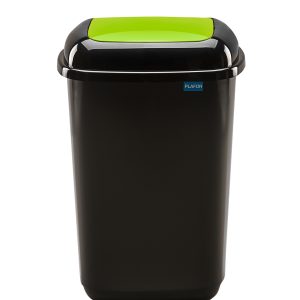 Cos plastic reciclare selectiva, capacitate 45l, PLAFOR Quatro - negru cu capac verde - sticla