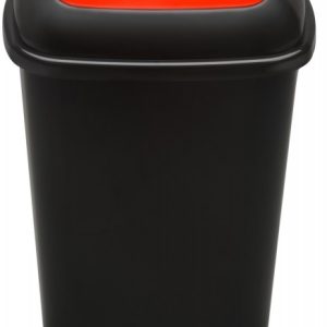 Cos plastic reciclare selectiva, capacitate 45l, PLAFOR Quatro - negru cu capac rosu - metal