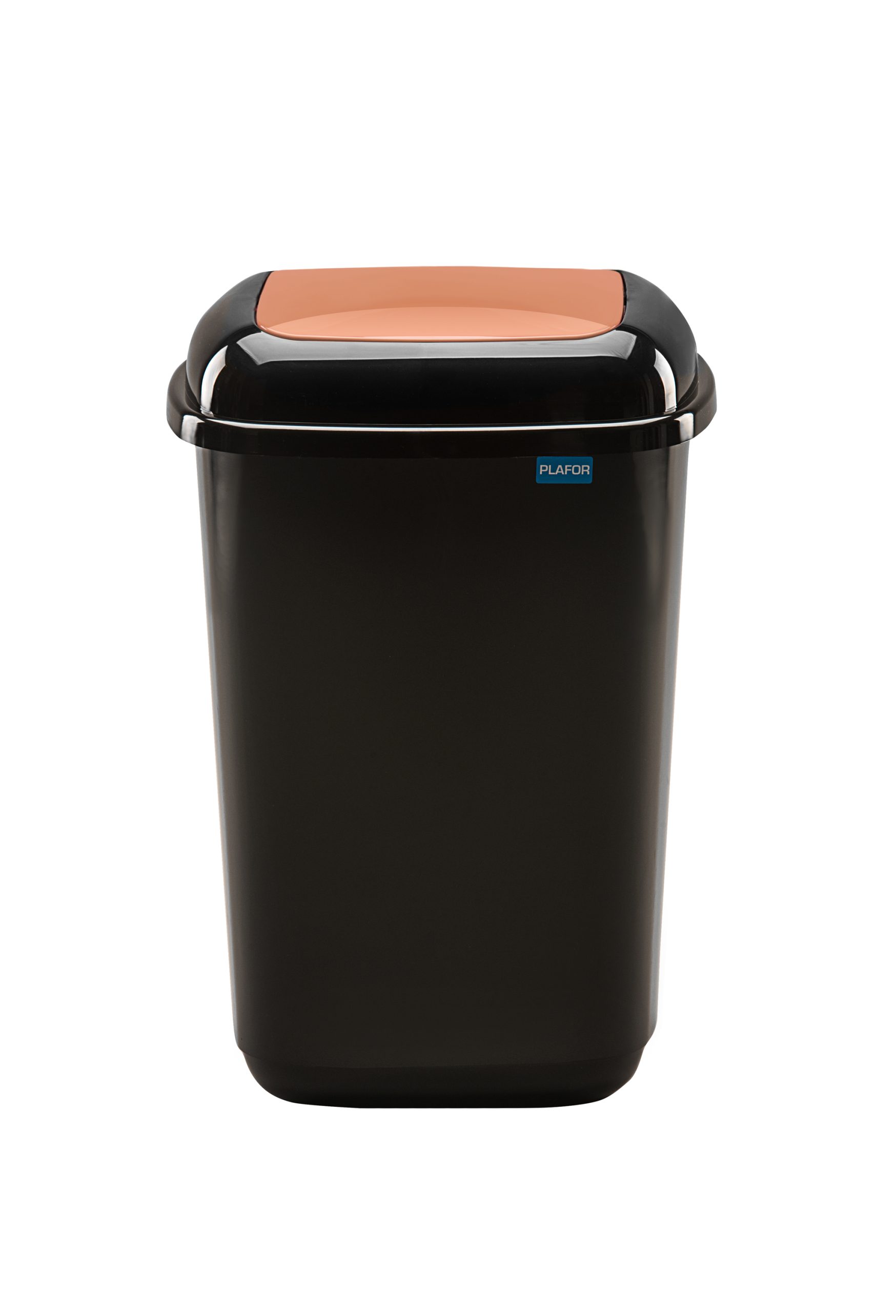 Cos plastic reciclare selectiva, capacitate 45l, PLAFOR Quatro - negru cu capac maro - bio