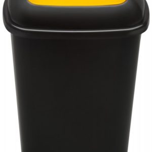Cos plastic reciclare selectiva, capacitate 90l, PLAFOR Quatro - negru cu capac galben - plastic
