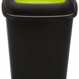 Cos plastic reciclare selectiva, capacitate 90l, PLAFOR Quatro - negru cu capac verde - sticla