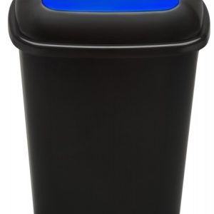 Cos plastic reciclare selectiva, capacitate 90l, PLAFOR Quatro - negru cu capac albastru - hartie