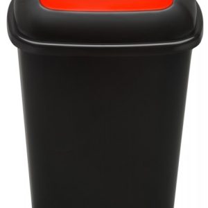 Cos plastic reciclare selectiva, capacitate 90l, PLAFOR Quatro - negru cu capac rosu - metal