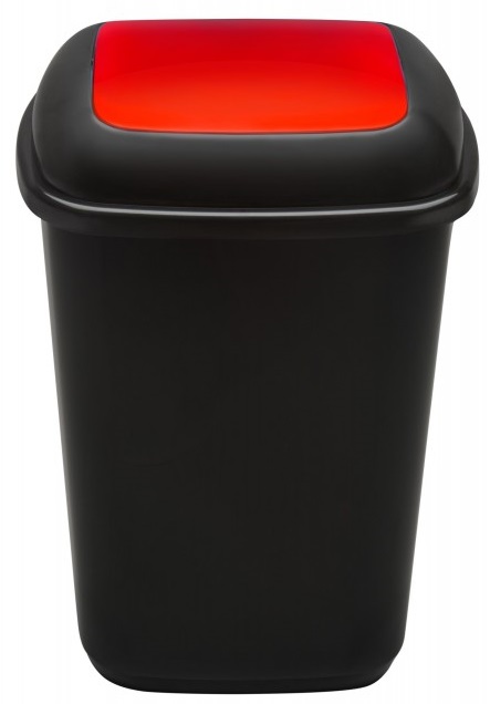 Cos plastic reciclare selectiva, capacitate 90l, PLAFOR Quatro - negru cu capac rosu - metal