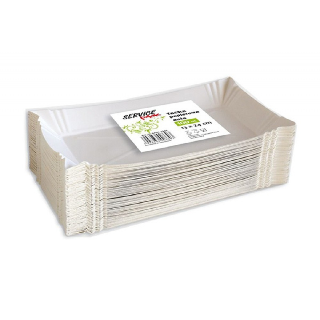 Platou mediu din carton, 24 x 14cm, 100 buc/set, Stella Pack - alb