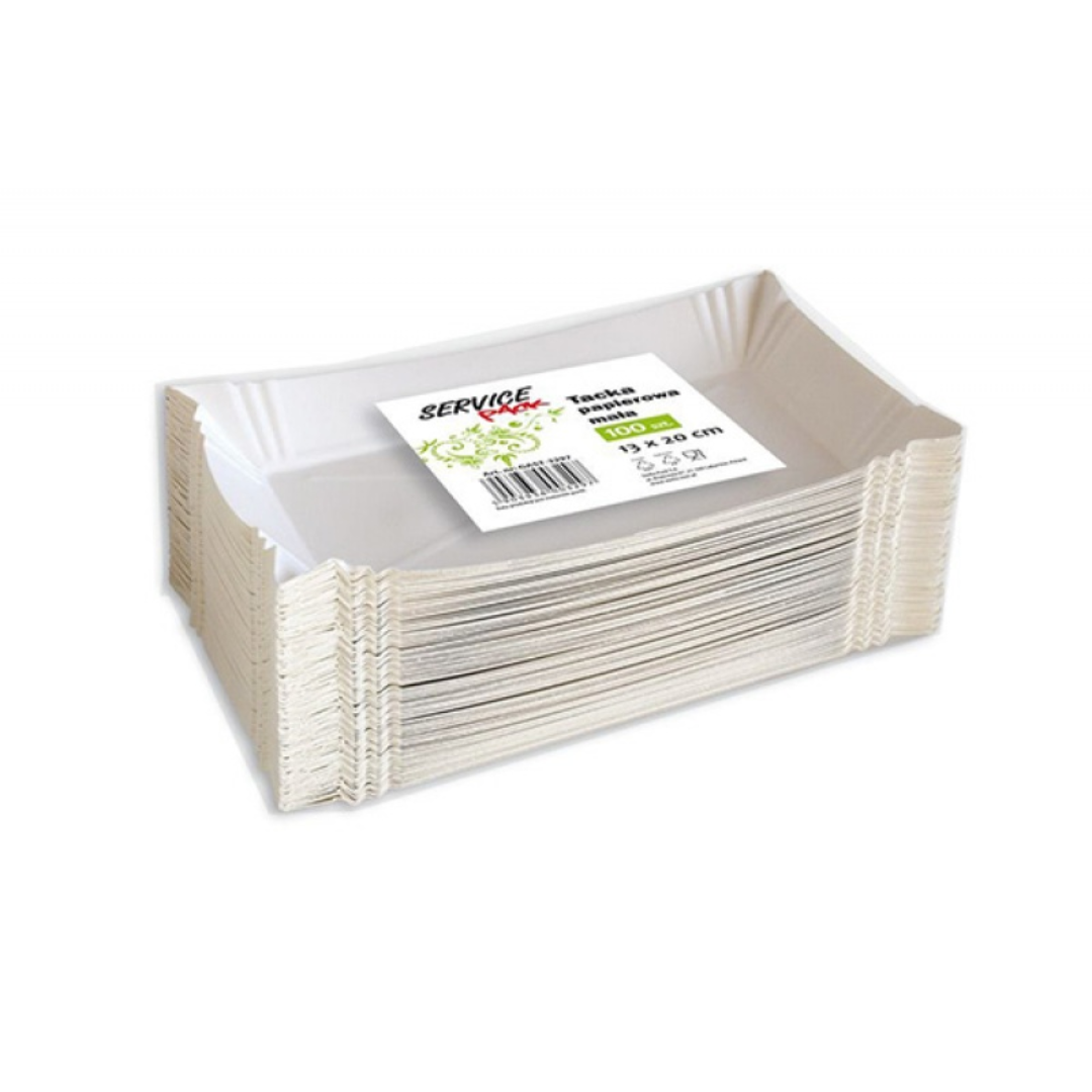 Platou mic din carton, 20 x 14cm, 100 buc/set, Stella Pack - alb