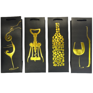 Punga cadou pentru sticla, design Black/Gold, 36x12.8x8.4cm, modele asortate