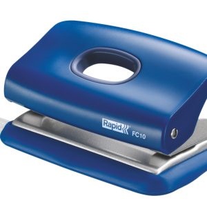Perforator plastic Rapid FC10, 10 coli, cutie, albastru