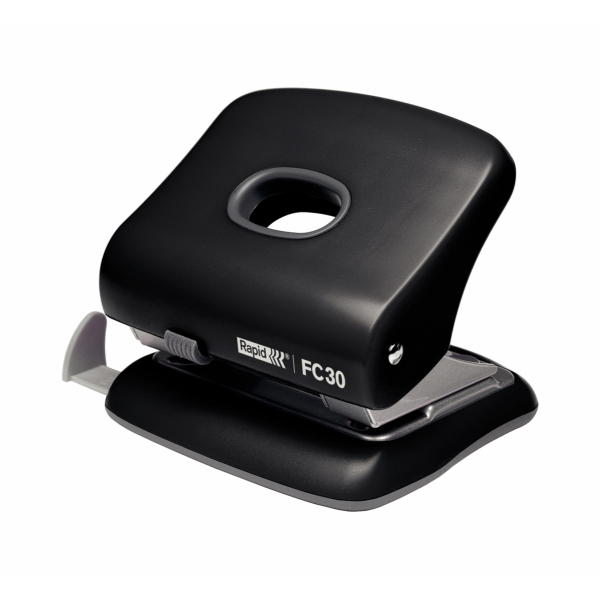 Perforator plastic Rapid FC30, 30 de coli, cutie, negru