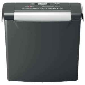 Distrugator documente manual REXEL MOMENTUM S206, P2, strip-cut (fasii), 6 coli, cos 9l, negru