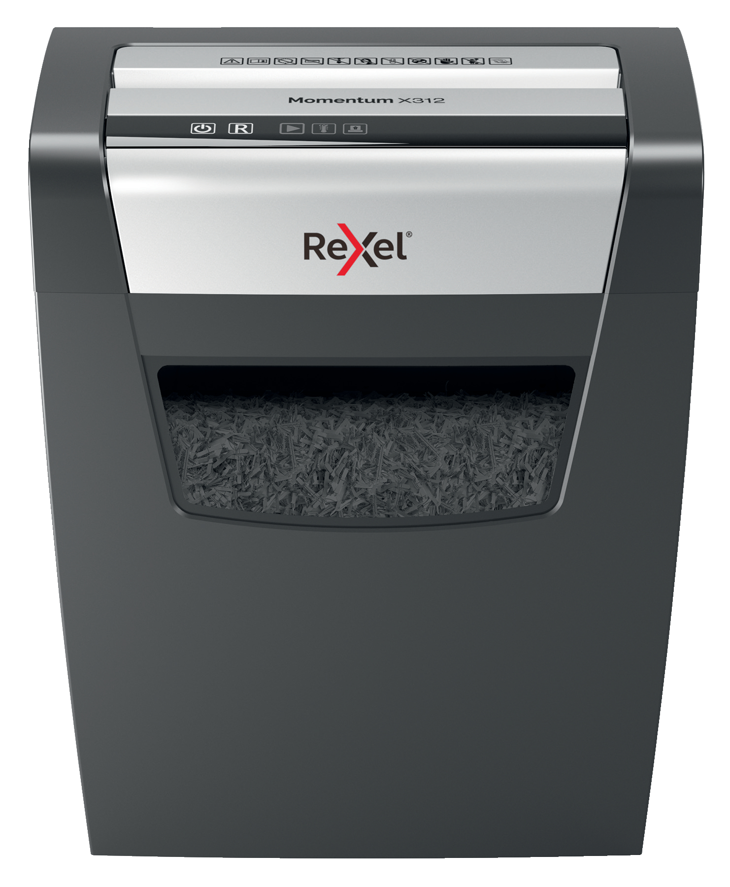 Distrugator documente manual REXEL MOMENTUM X312, P3, cross-cut (confeti), 12 coli, cos 23l, negru