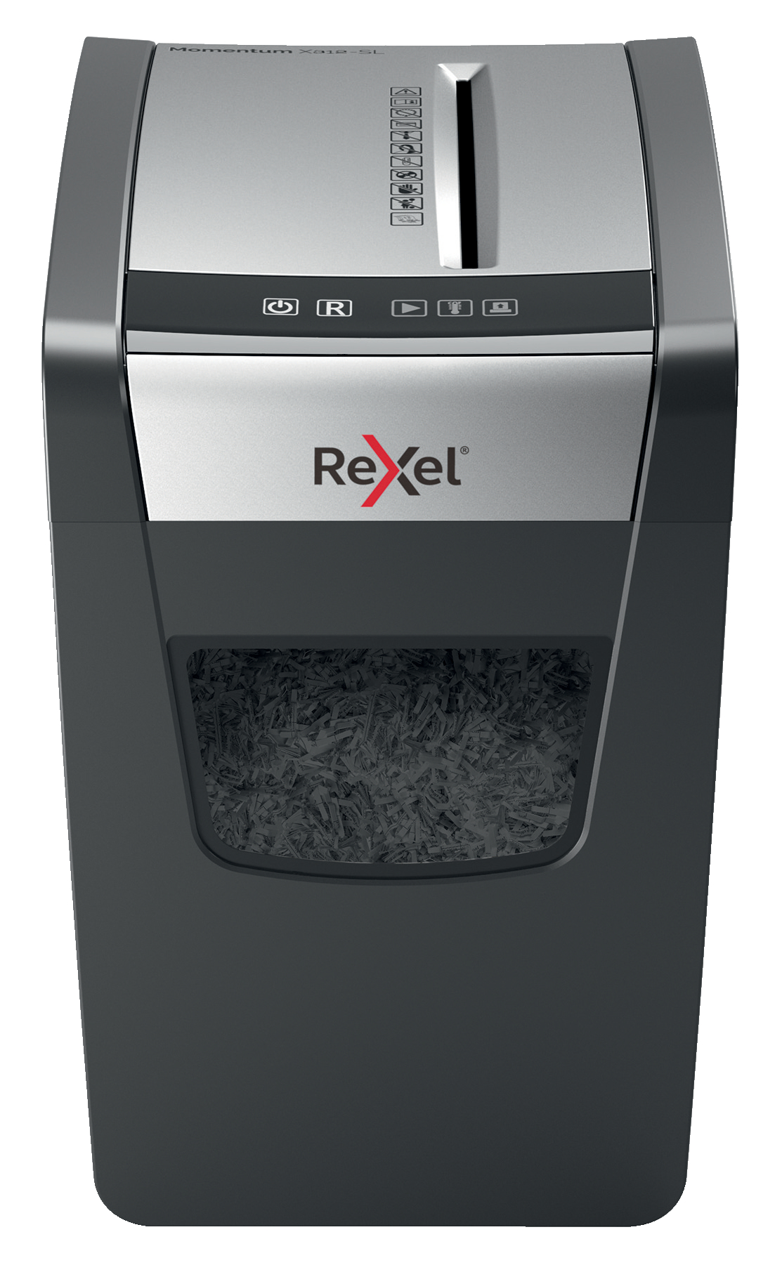 Distrugator documente manual REXEL MOMENTUM X312 Slim, P3, cross-cut (confeti), 12 coli, cos 23l, ne
