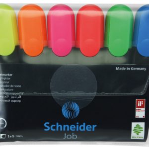 Textmarker SCHNEIDER Job, varf lat, 6 culori/set - (G, O, V, R, A, R)
