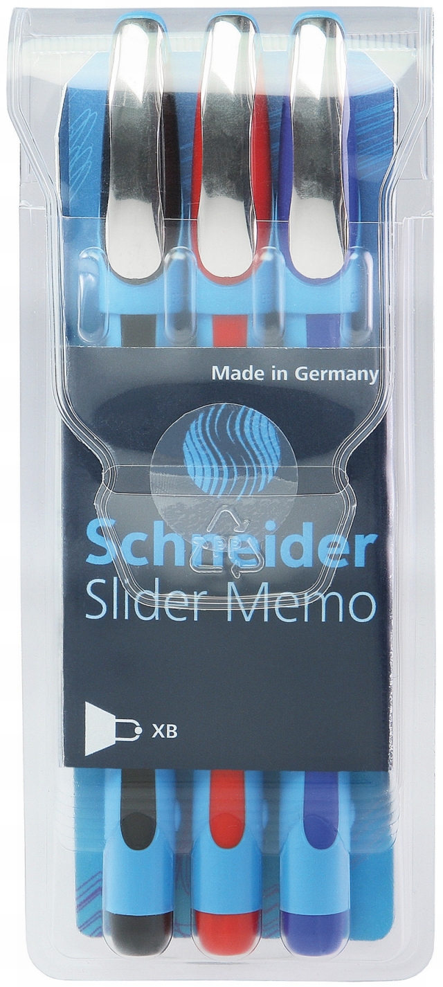 Pix SCHNEIDER Slider Memo XB, rubber grip, accesorii metalice, 3 culori/set - (N, R, A)