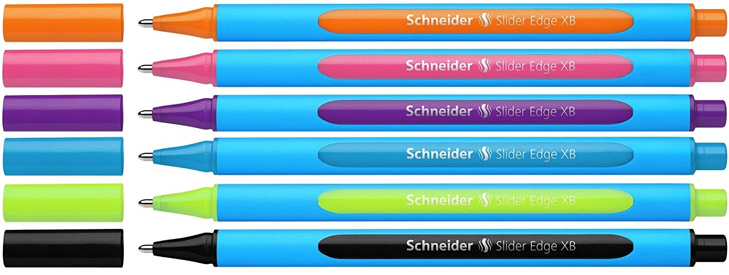 Pix SCHNEIDER Slider Edge XB, rubber grip, varf 1.4mm, 6 culori pastel/set