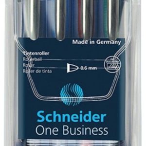 Roller cu cerneala SCHNEIDER One Business, ball point 0.6mm, 4 culori/set - (N,R,A,V)
