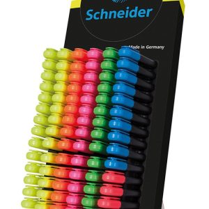 Display SCHNEIDER Job, 150 textmarkere -(50x galben, 30x verde, roz, 20x orange, 10x albastru, rosu)