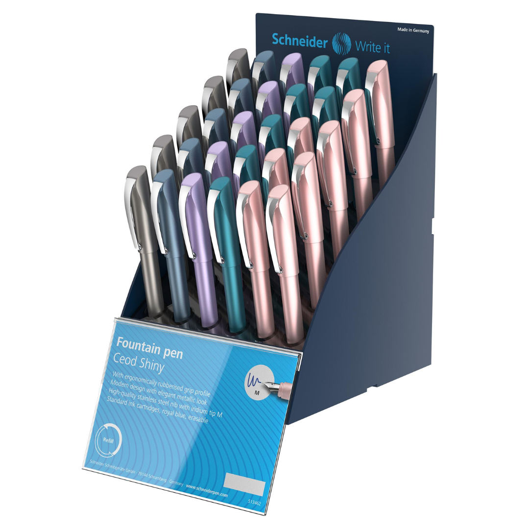 Display SCHNEIDER Ceod Shiny, 30 stilouri - (5xS-168621,S-168623,S-168656, 7xS-168657, 8xS-168609)