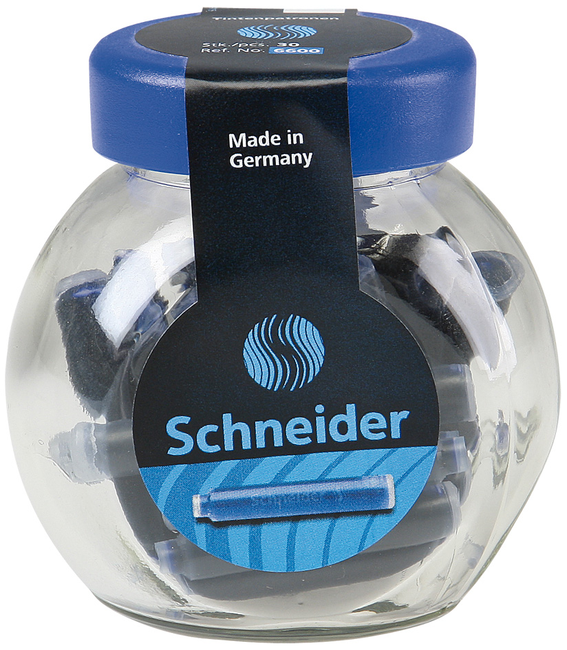Patroane SCHNEIDER, 30buc/borcan cu capac plastic - cerneala albastru royal