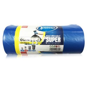 Saci menaj 60L, 15buc/rola, SANO Optima - albastri