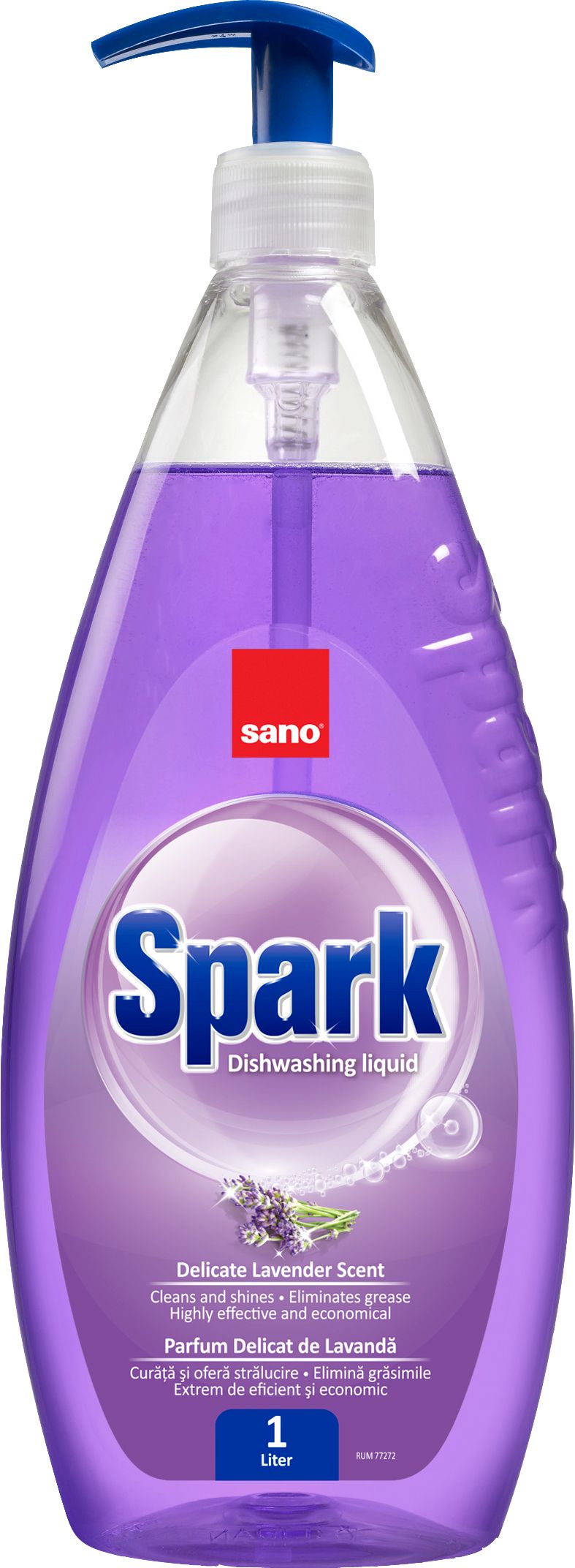 Detergent lichid pentru degresarea vaselor,1 litru, SANO Spark - cu miros de lavanda
