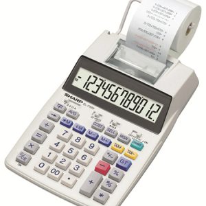 Calculator cu banda, 12 digits, 230 x 150 x 52 mm, SHARP EL-1750V - alb