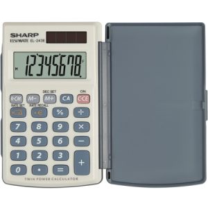 Calculator de buzunar, 8 digits, 105 x 64 x 11 mm, dual power, conversie, SHARP EL-243EB - gri