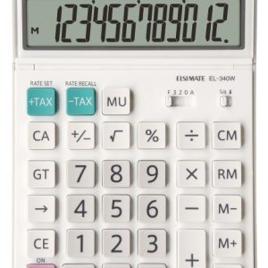 Calculator de birou, 12 digits, 189 x 127 x 18 mm, dual power, ecran rabatabil, SHARP EL-340W - alb
