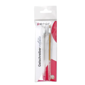 Set 2 pixuri cu gel PENAC FX-3 Metalic, 0.8mm, con metalic, corp transparent - auriu + argintiu