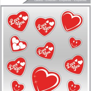 Stickere decorative, 2 file/set, TANEX Kids - inimi - argintii, TNX 344