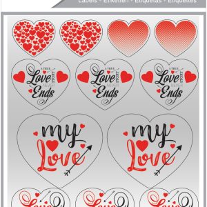 Stickere decorative, 2 file/set, TANEX Kids - inimi - argintii, TNX 345