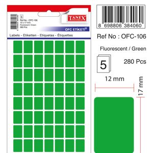 Etichete autoadezive color, 12 x 17 mm, 280 buc/set, TANEX - verde fluorescent