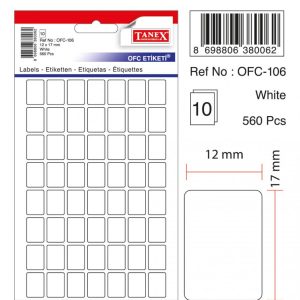Etichete autoadezive albe, 12 x 17 mm, 560 buc/set, TANEX